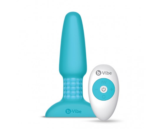 B-VIBE - Rimming 2 - Buttplug med Vibrering og Fjernkontroll Blå 1