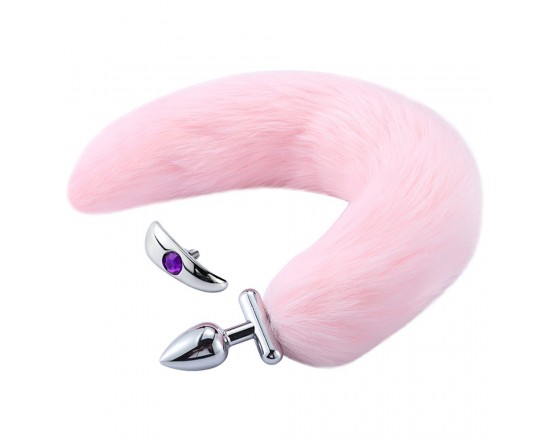 Tconvertible Foxtail - Buttplug med utbyttbare stoppere - Rosa 1