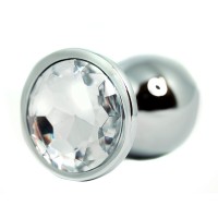 BQS - Buttplug i metall med Krystall - Klar - Large