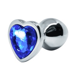 BQS - Buttplug med Hjertekrystall - Blå - Medium