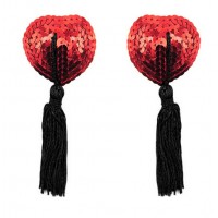 Erotisk - Nipplecovers med paljetter og sort dusk