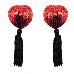 Erotisk - Nipplecovers med paljetter og sort dusk