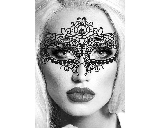 Ouch! Black & White - Queen maskerademaske med Blonder - Sort 1
