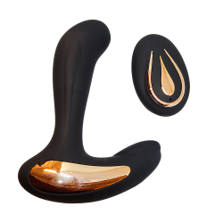 Erotisk - Prostatavibrator - med fjernkontroll - Sort og Gull 