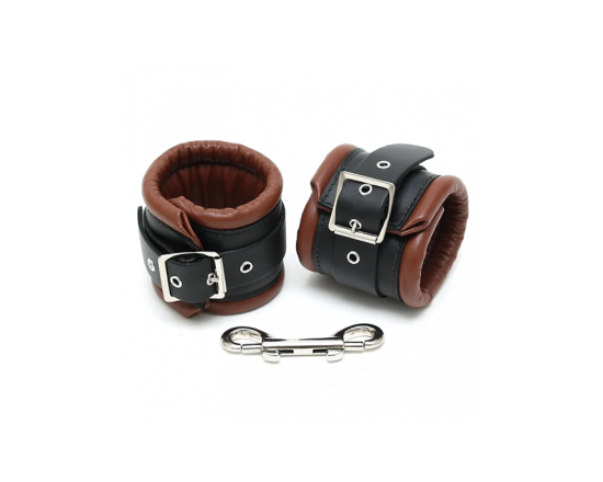 Rimba - Polstrede Fotcuffs i Lær med Lås - Brun og Sort 1