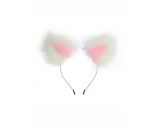 BQS - Ører med hårbøyle Hvit og Rosa 1