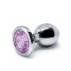 BQS - Buttplug i metall med Krystall - Lilla - Medium