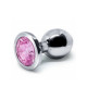 BQS - Buttplug i metall med Krystall - Lys Rosa - Medium