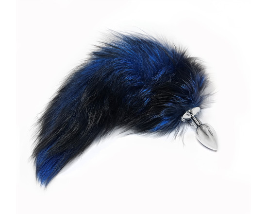 BQS - Buttplug med Sort og Mørk Blå Hale 1