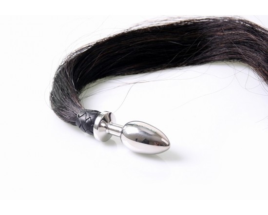Metall buttplug med hestehale 1