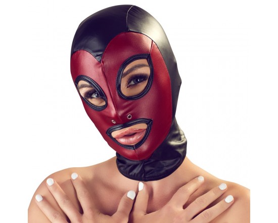 Bad kitty - Sort og rød maske med røffe detaljer  1