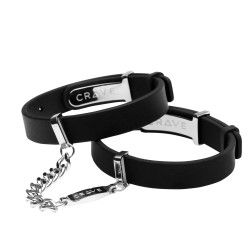 Crave - ID cuff - Armbånd og cuffs i silikon - Sort og sølv 