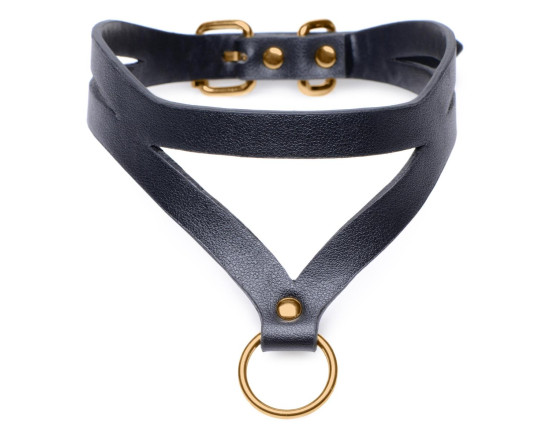 Master Series - Bondage Baddie Collar With O-ring  - Sort/Gull 1