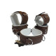 Avalon - LUST - Collar og Cuffs, 5 deler, Mørk Brunt og Hvitt
