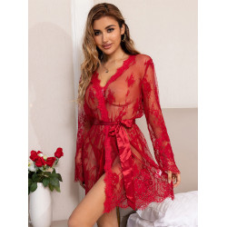 Gnist -  Luksuriøs Kimono - Blonder - Rød 